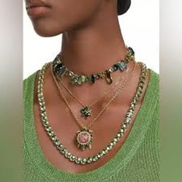 Swarovski Gemma Elegant Green and Gold Necklace